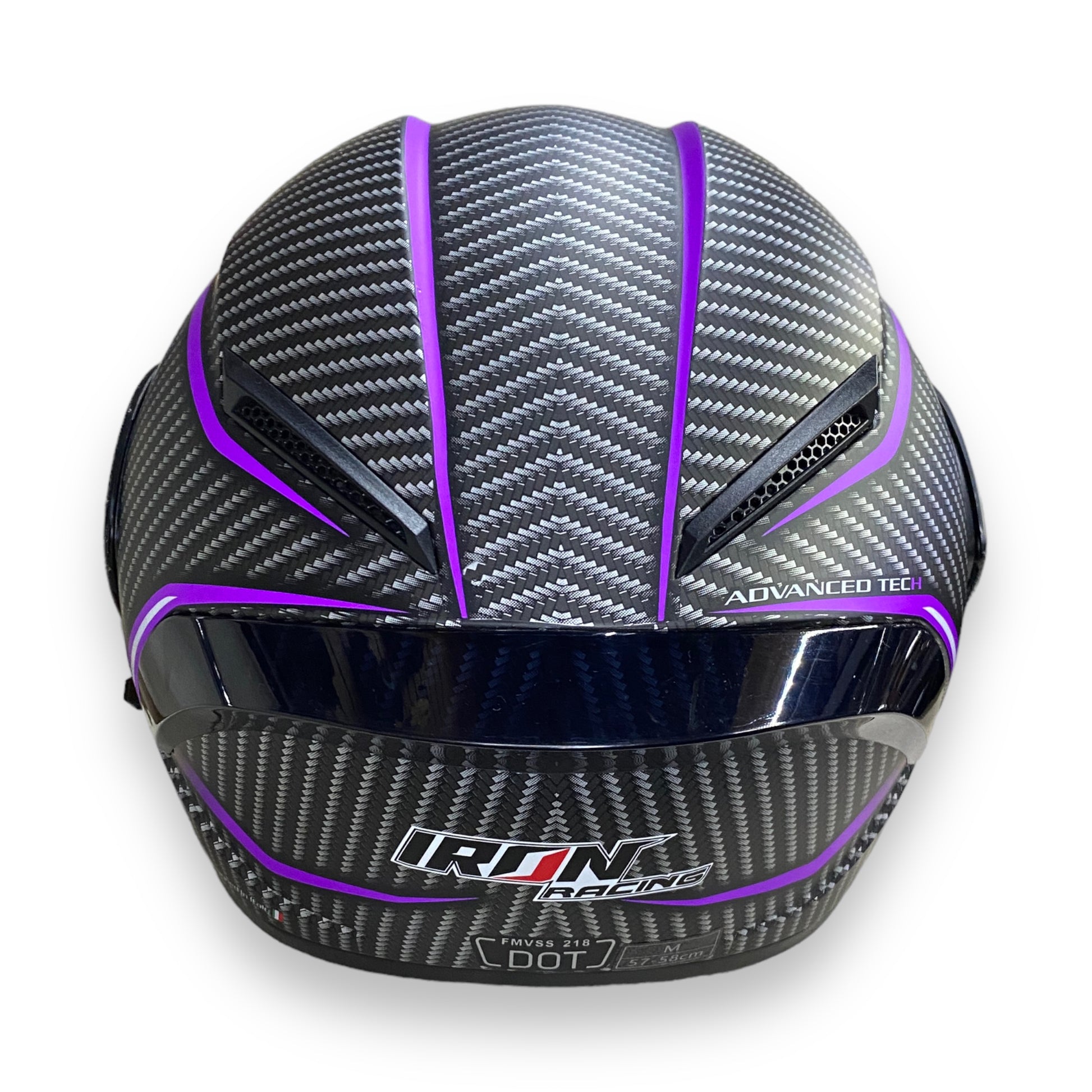 Casco abatible Iron Racing IR-212 Dark Phoenix Fibra carbón violeta mate