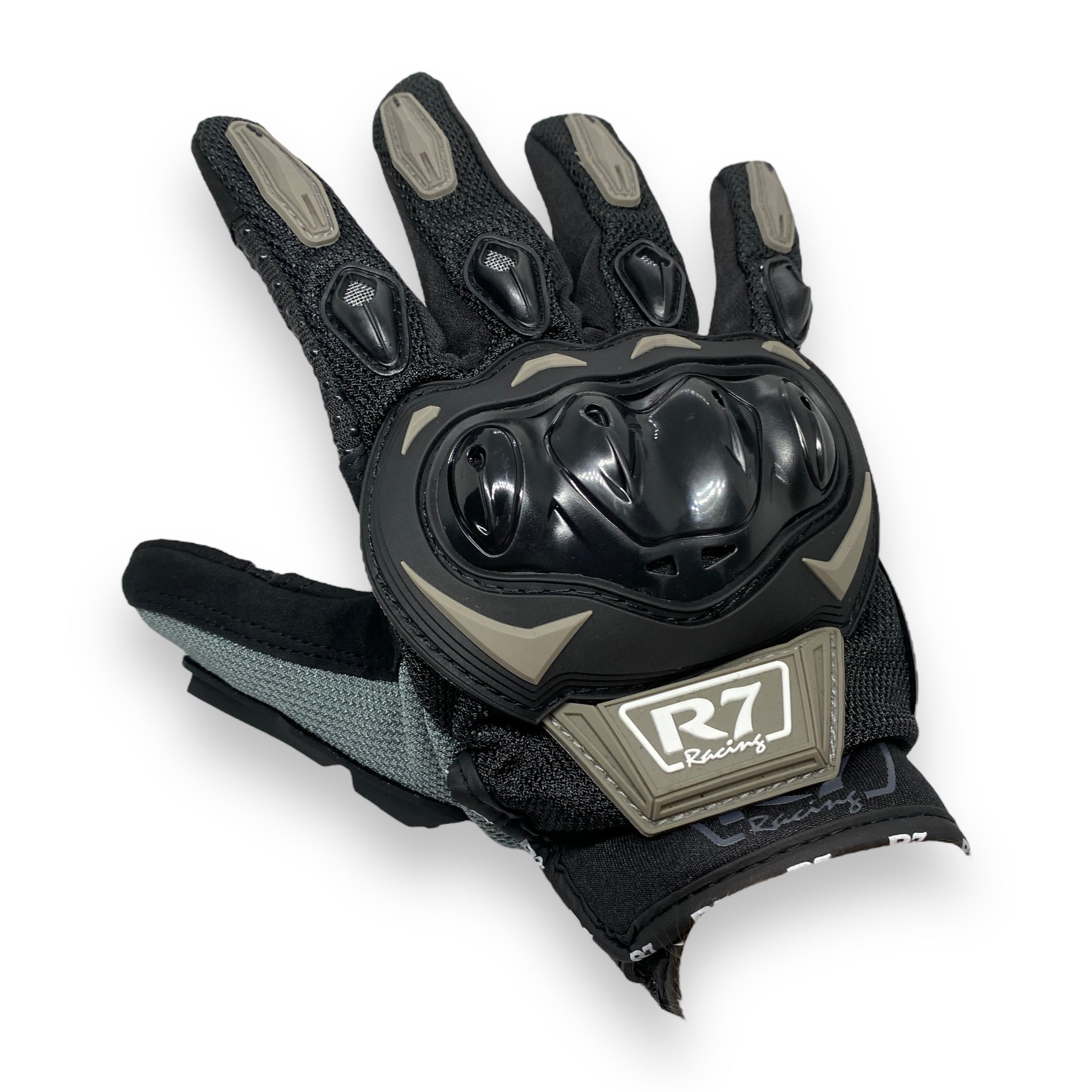 Guantes negros con gris R7 c/protección y limpiador de mica.