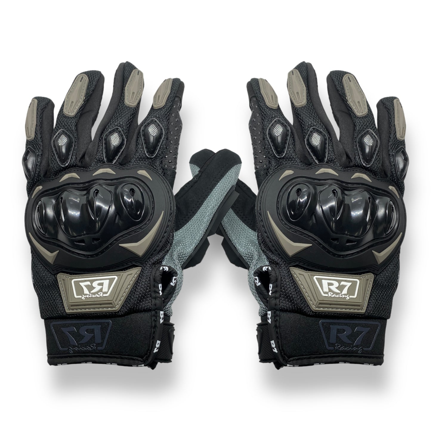 Guantes negros con gris R7 c/protección y limpiador de mica.