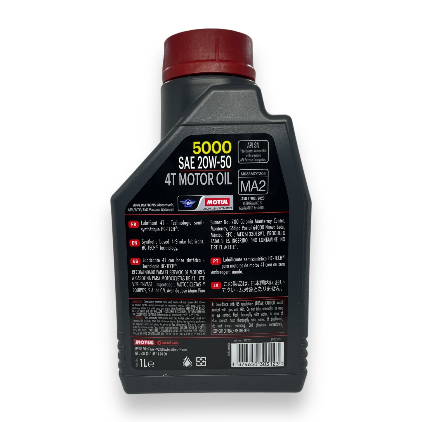 Aceite semi sintetico motul 5000 20w50