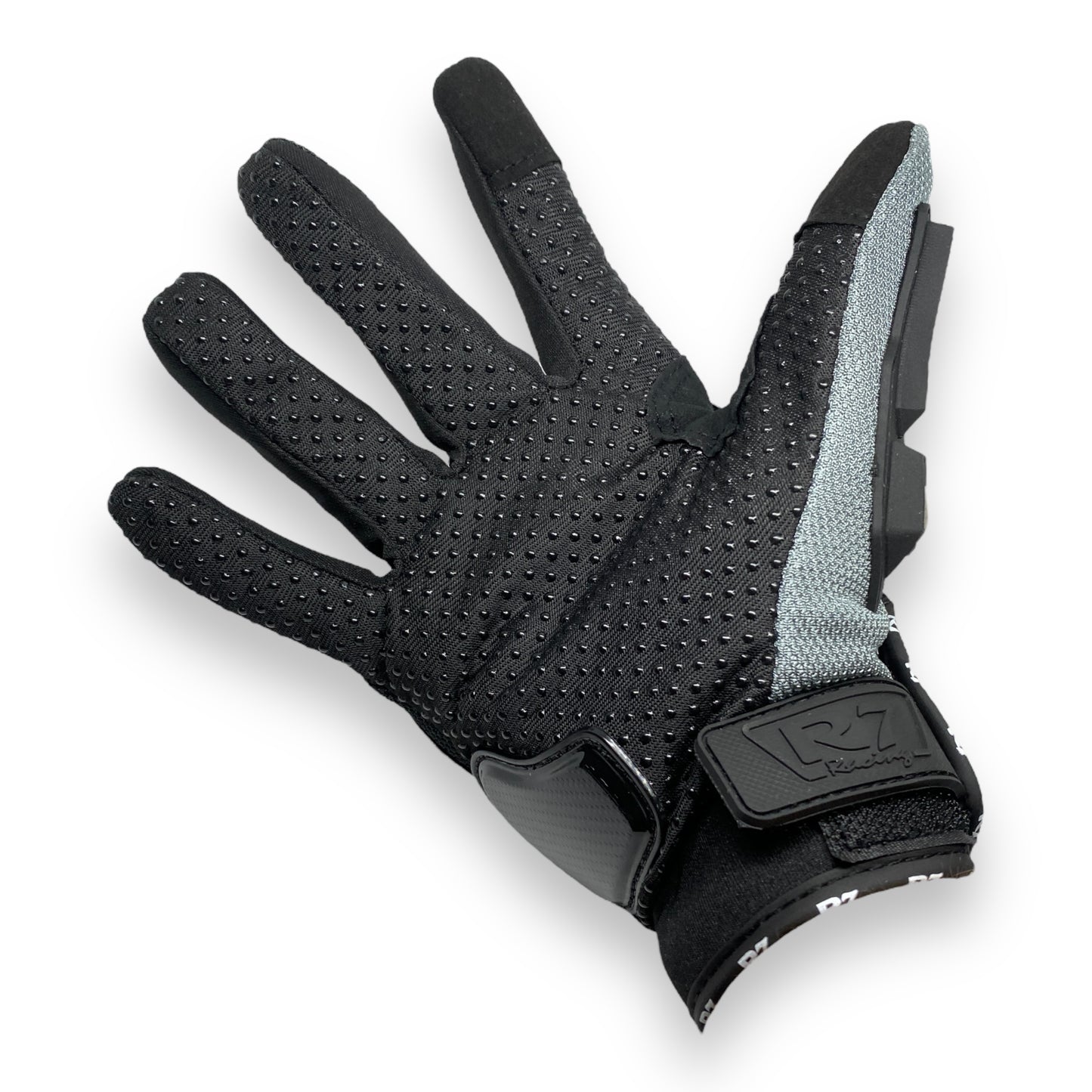 Guantes negros con gris R7 c/protección y limpiador de mica.