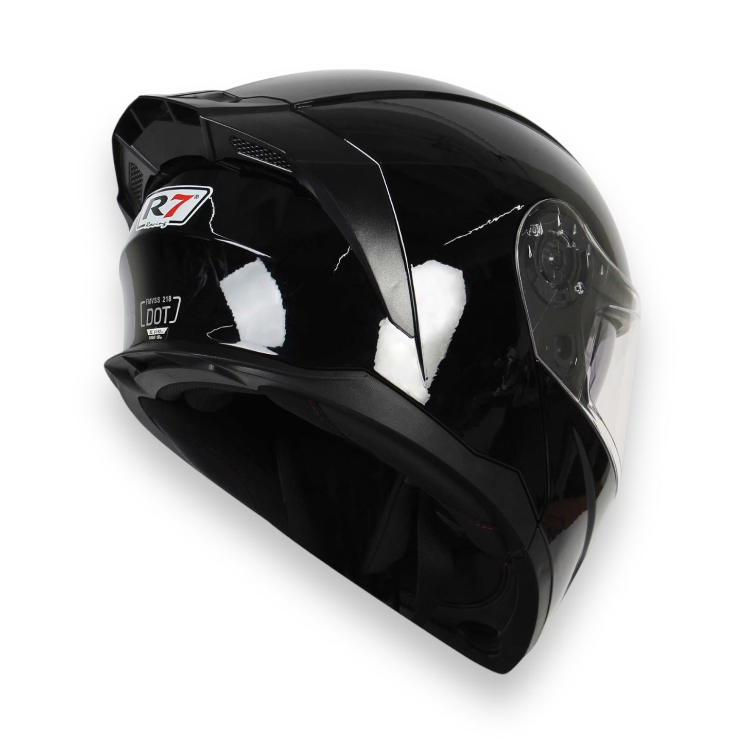 Casco abatible R7 Alfa negro brillante