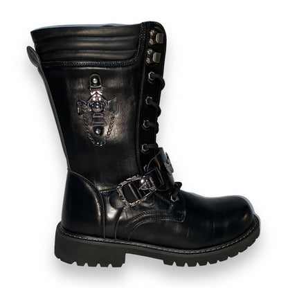 Botas de vinipiel rocker con arnés