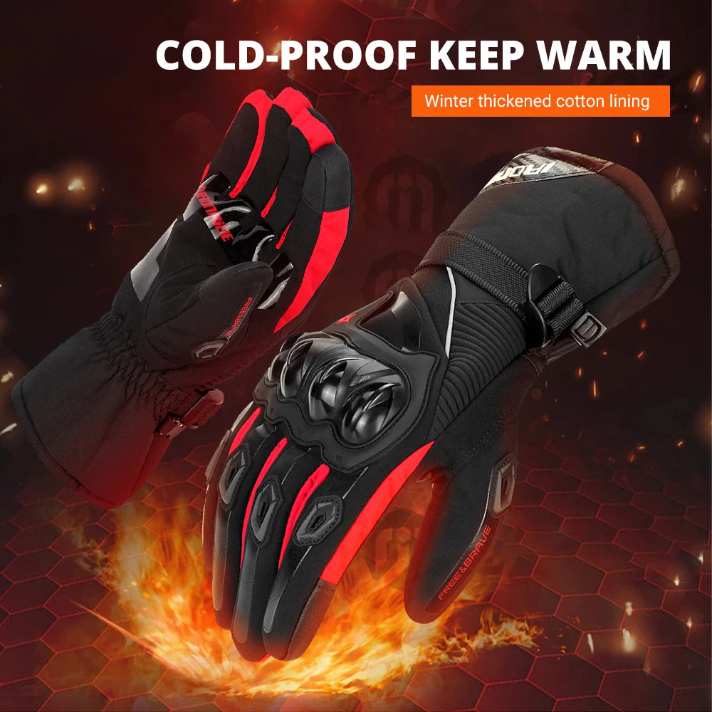 Guantes negros impermeables con protecciones para invierno