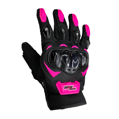 Guantes rosas Iron Racing c/protección y limpiador de mica