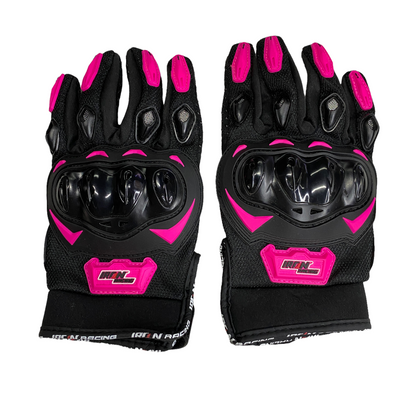 Guantes rosas Iron Racing c/protección y limpiador de mica