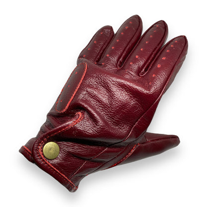 Guantes vintage de piel Cherry Red