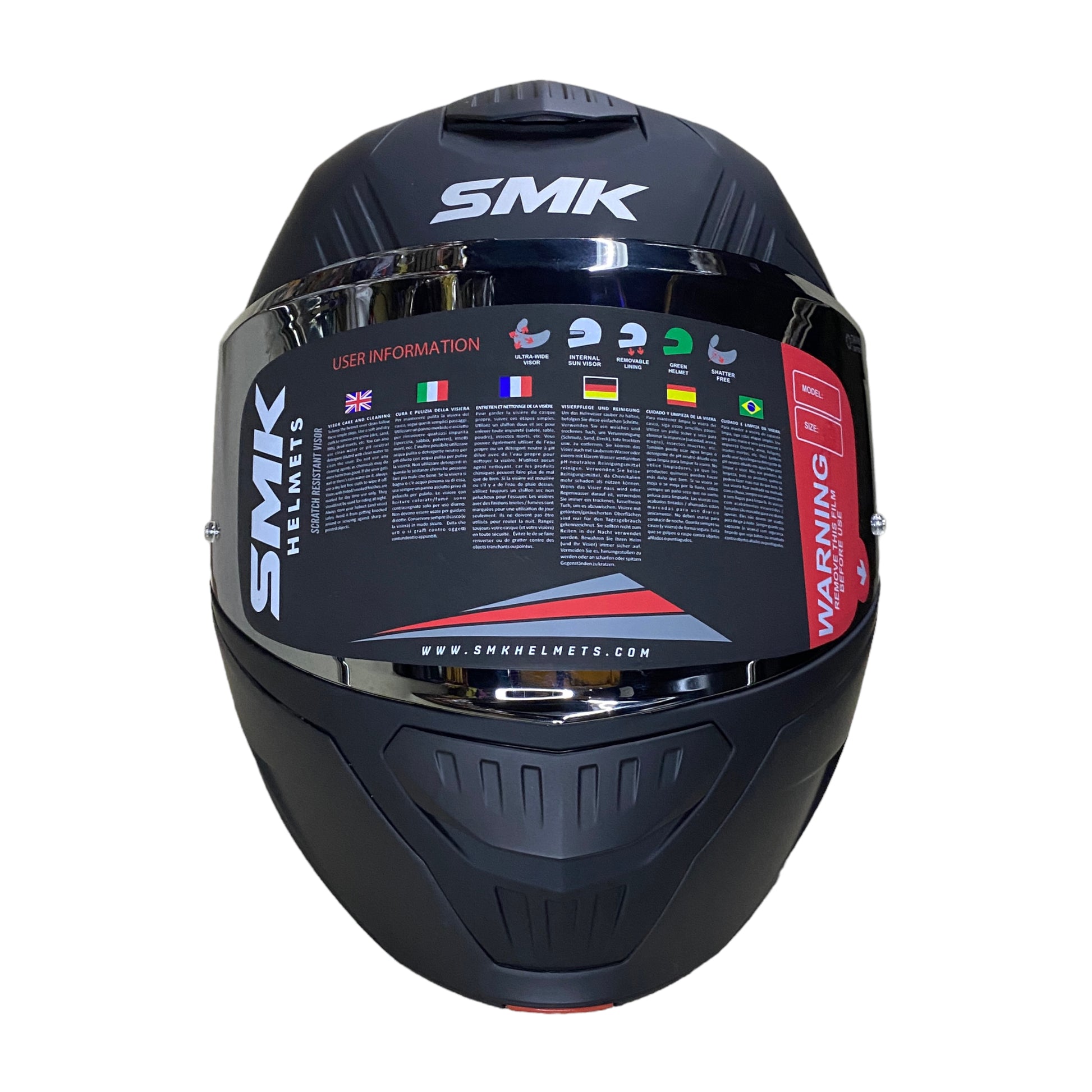 Casco abatible SMK Gullwing negro mica espejo