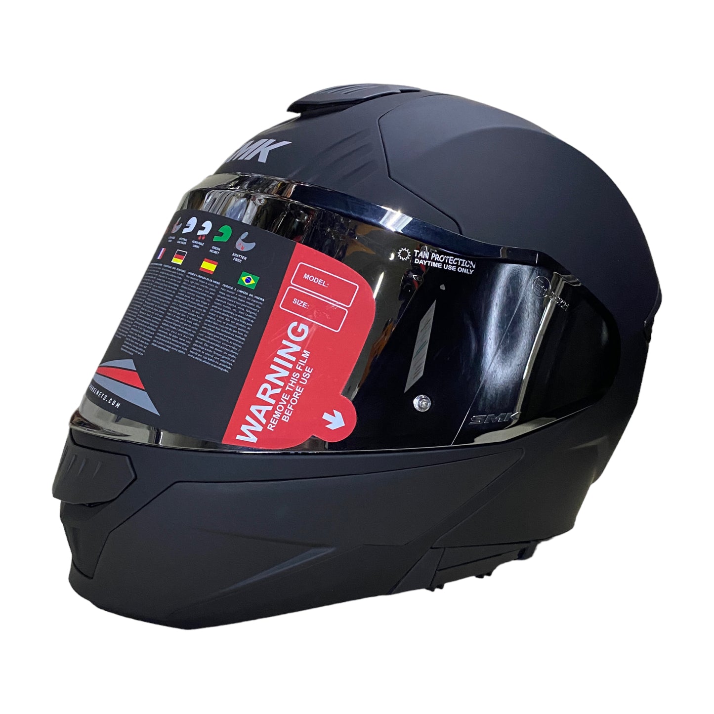 Casco abatible SMK Gullwing negro mica espejo