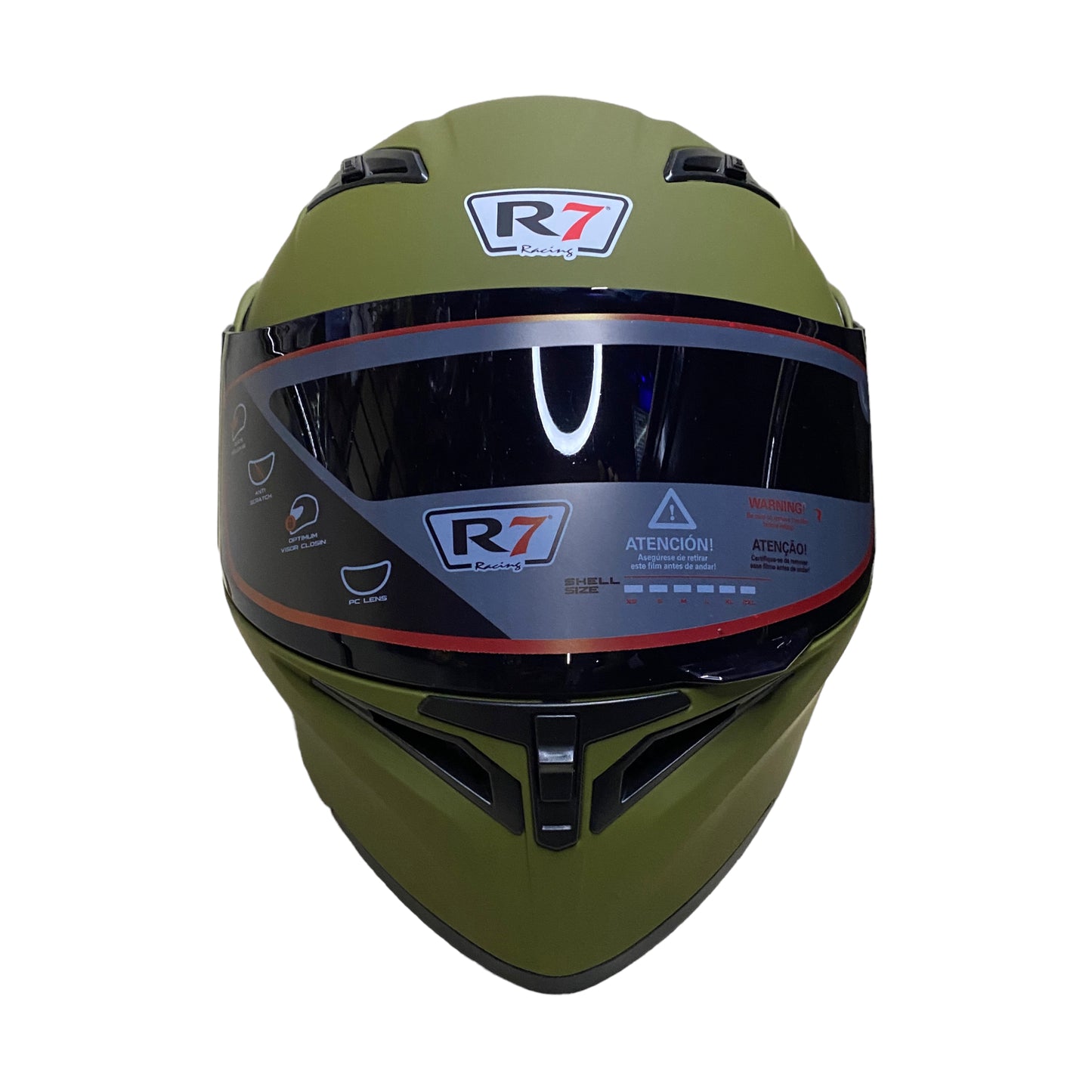 Casco abatible R7 Unscarred verde militar mate