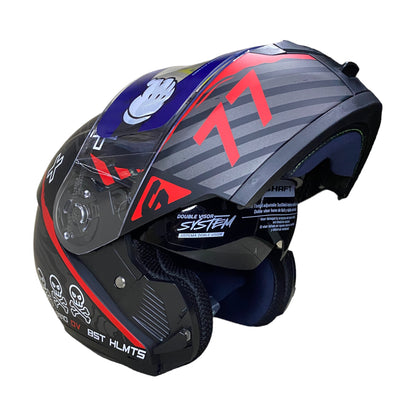 Casco abatible SHAFT SH3910 HELL negro mate con rojo