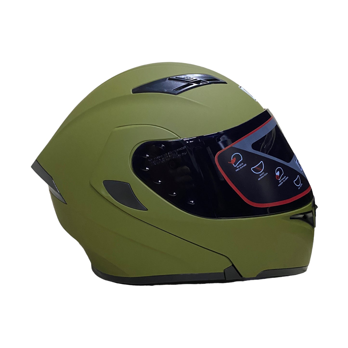 Casco abatible R7 Unscarred verde militar mate