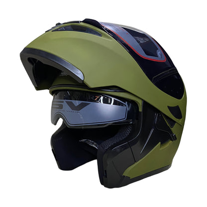 Casco abatible R7 Unscarred verde militar mate