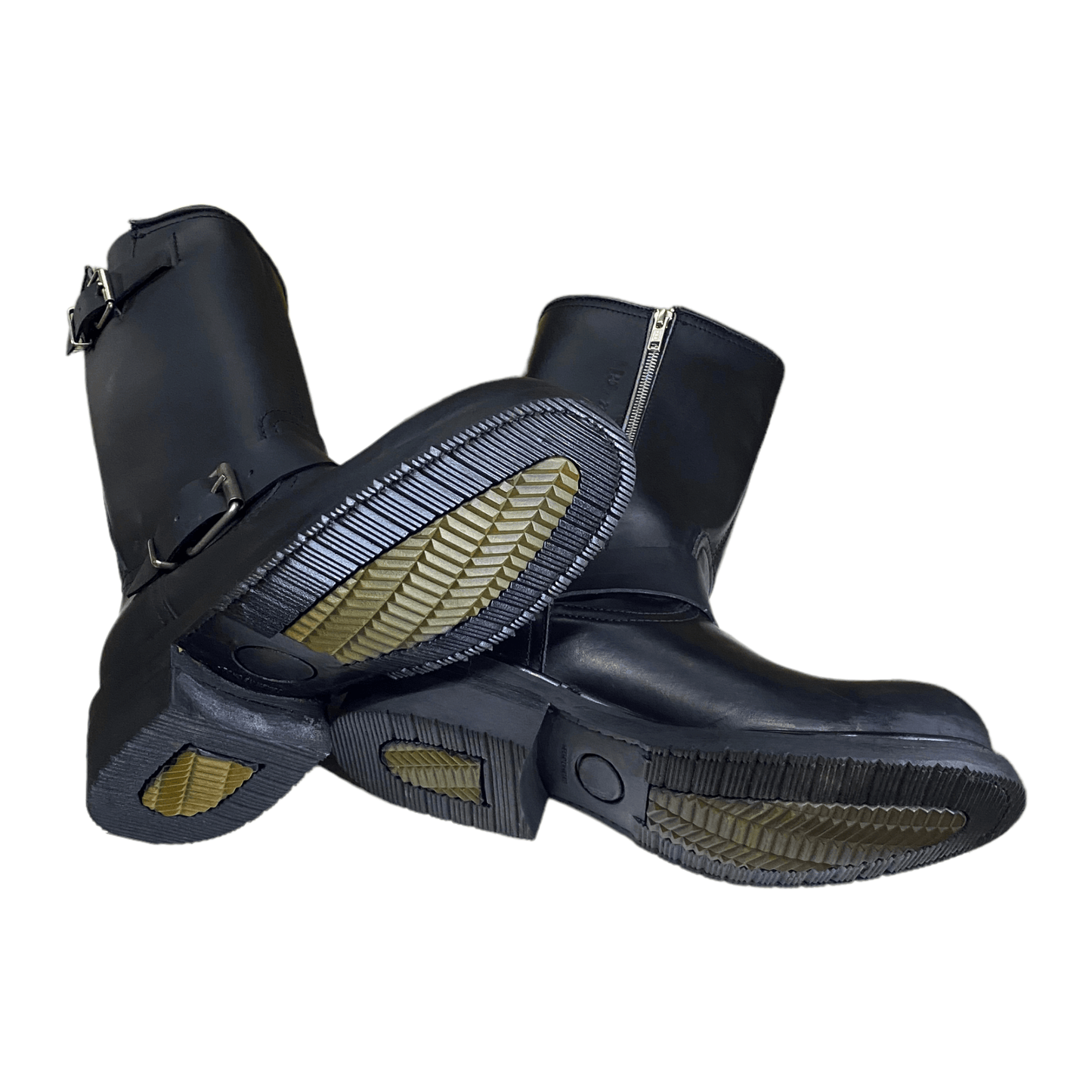 Botas de piel con arnés estilo chopper para motociclista