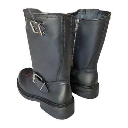 Botas de piel con arnés con protecciones estilo chopper para motociclista