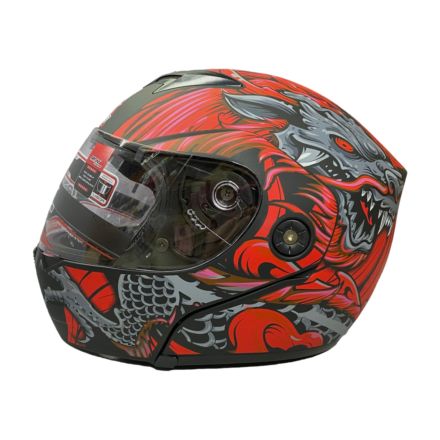 Casco abatible Iron Racing Rojo IR-108 Dragon mate