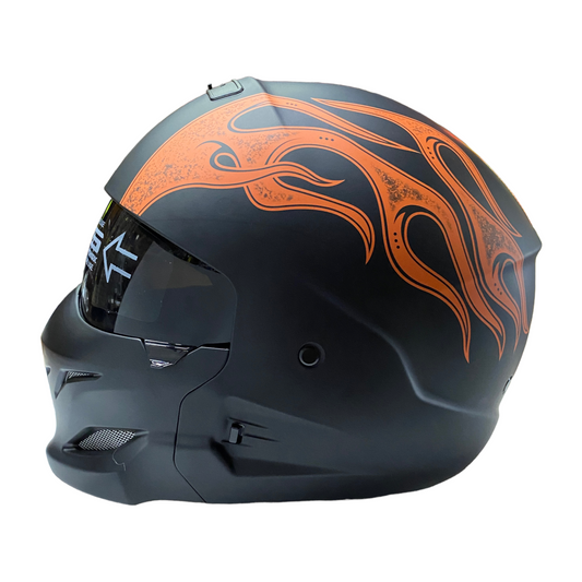 Casco modular soldier scorpion con flamas