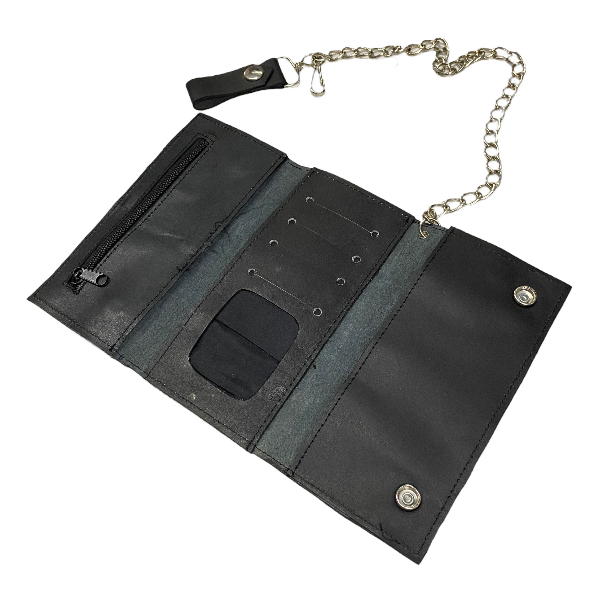 Cartera de piel triple con cadena