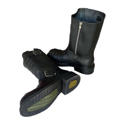 Botas de piel con arnés con protecciones estilo chopper para motociclista