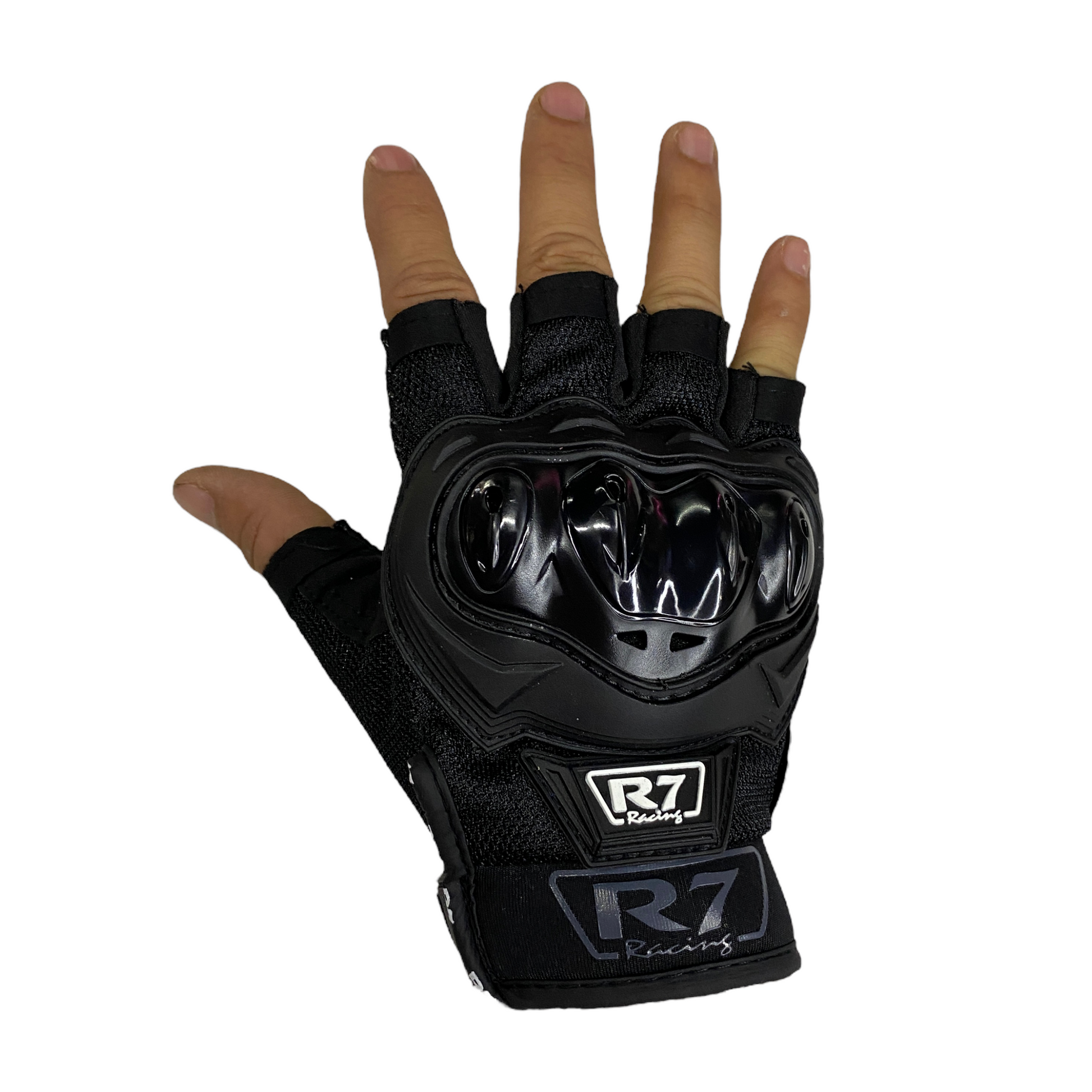 Guantes cortos negro R7 c/protección.