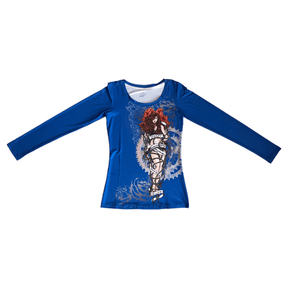 Blusa azul de manga larga Foxy