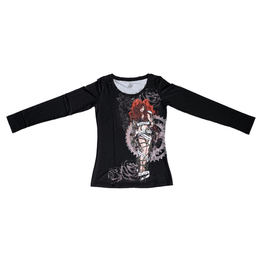 Blusa negra de manga larga Foxy