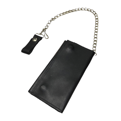 Cartera de piel triple con cadena