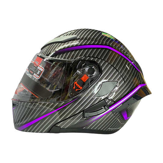 Casco abatible Iron Racing IR-212 Dark Phoenix Fibra carbón violeta